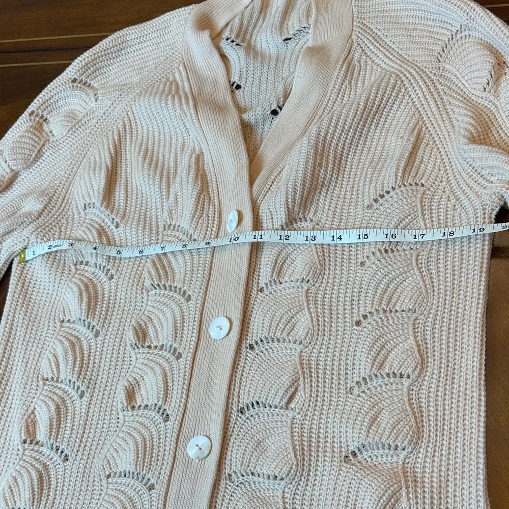 Ellie Tahari 100% Cashmere Long Cable Knit Cardigan Sweater Luxury Neutral - Picture 3 of 13